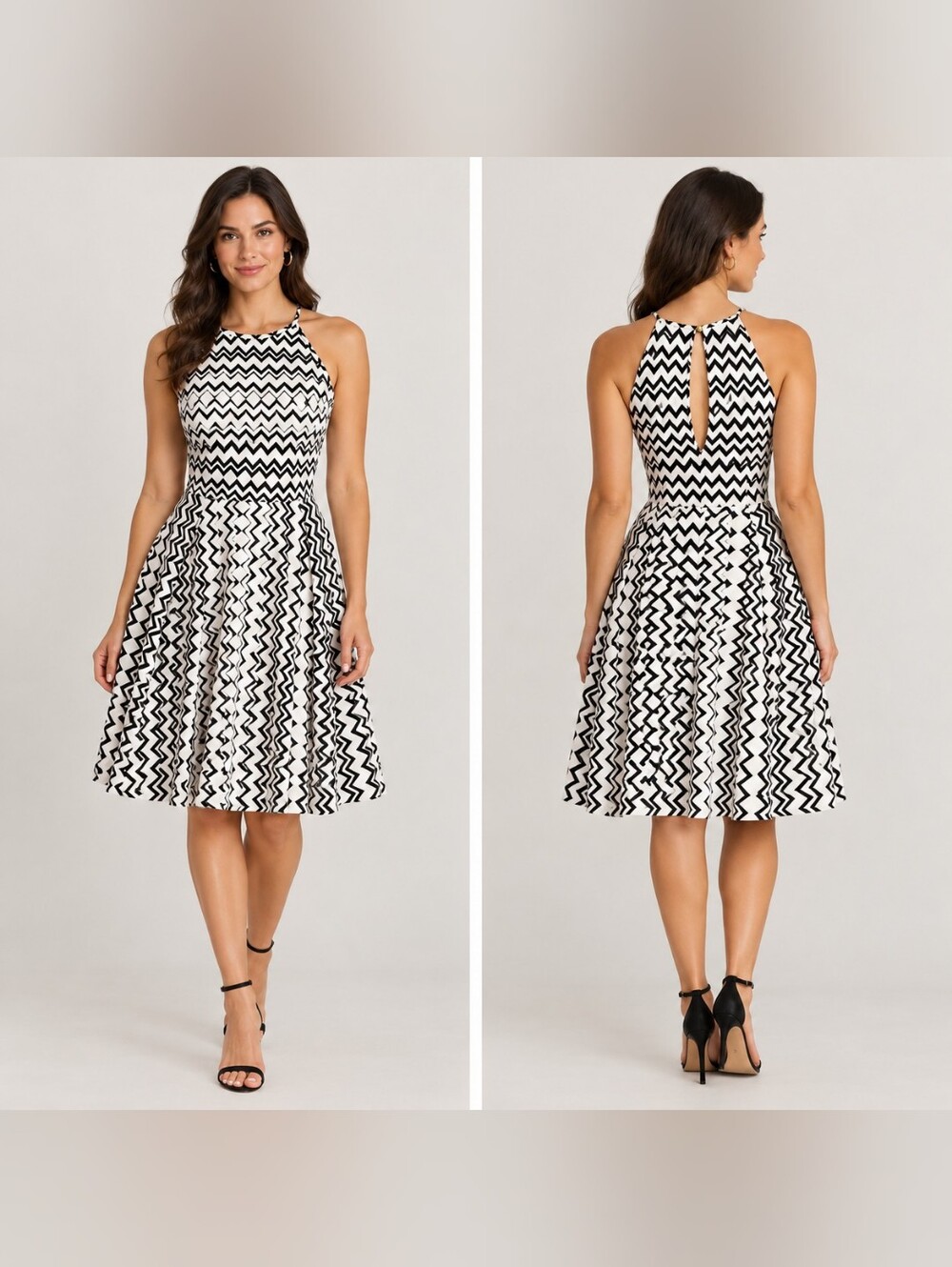 Black and white zig zag dress, size M